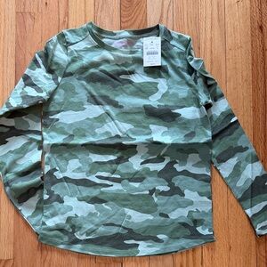 Crewcuts Green Camouflage Long Sleeve Tee, size 8.